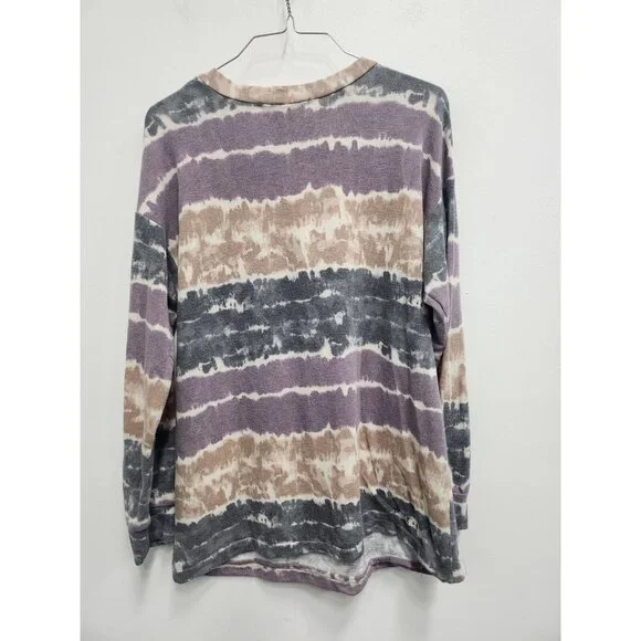 Lime & Chili BOHO Tunic Top Womens Medium Tie Dye Soft Knit Long Sleeve Casual - Picture 4 of 6